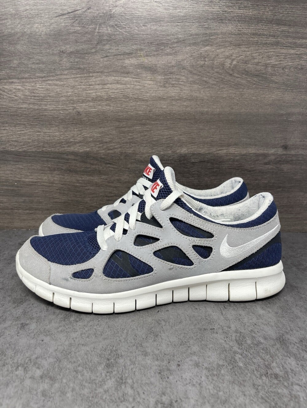 Nike Free Run 2 Size 13 Mens Midnight Navy Grey White Running Shoes 537732-407